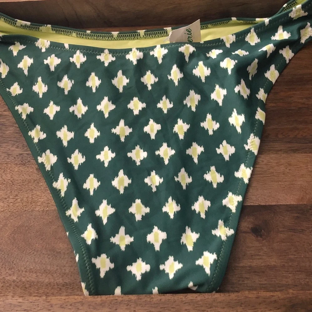 aerie Green & Yellow Patterned Bikini Bottoms
